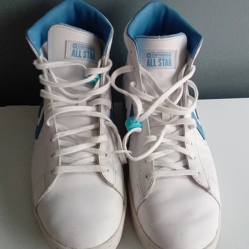 Converse Pro Leather Mid Top Sneakers White Blue Mens Athletic Shoes‎ - Picture 2 of 8